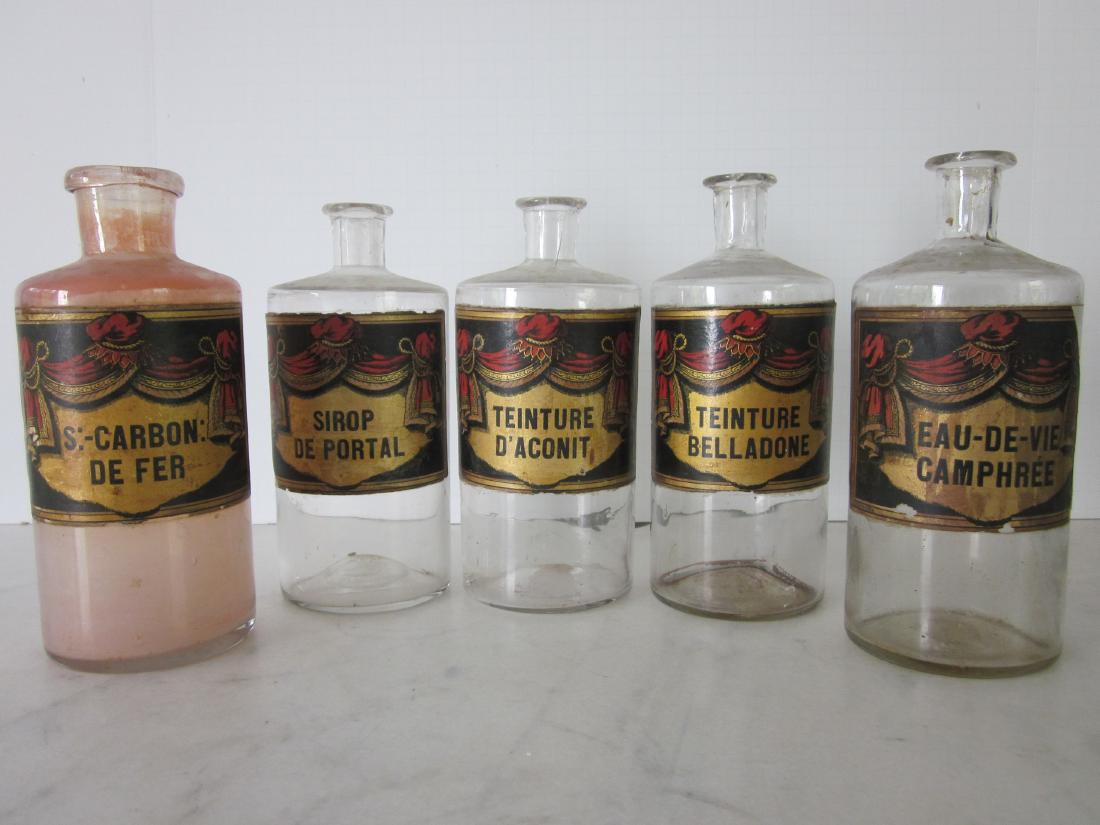 5 Blown Glass Apothecary Bottles (1 of 5)