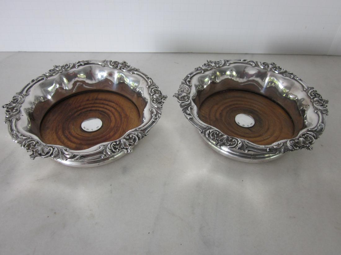 Pair Georgian S/P Wine Coasters: Fine pair Georgian S/P wine coasters, early 19thC, faux marks. 7"(D)x3"(H)