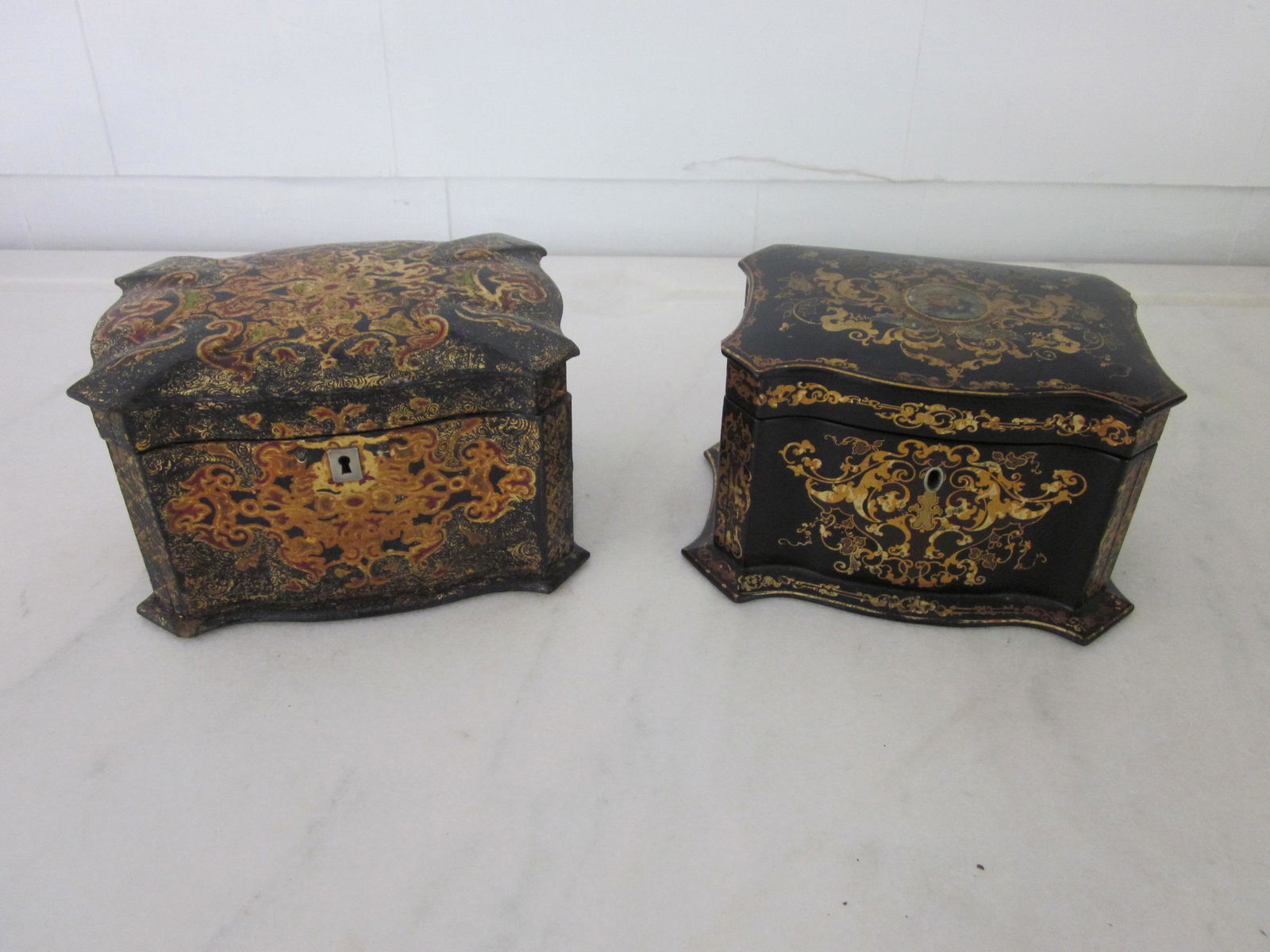 2 Papier Mache Tea Caddies (1 of 10)