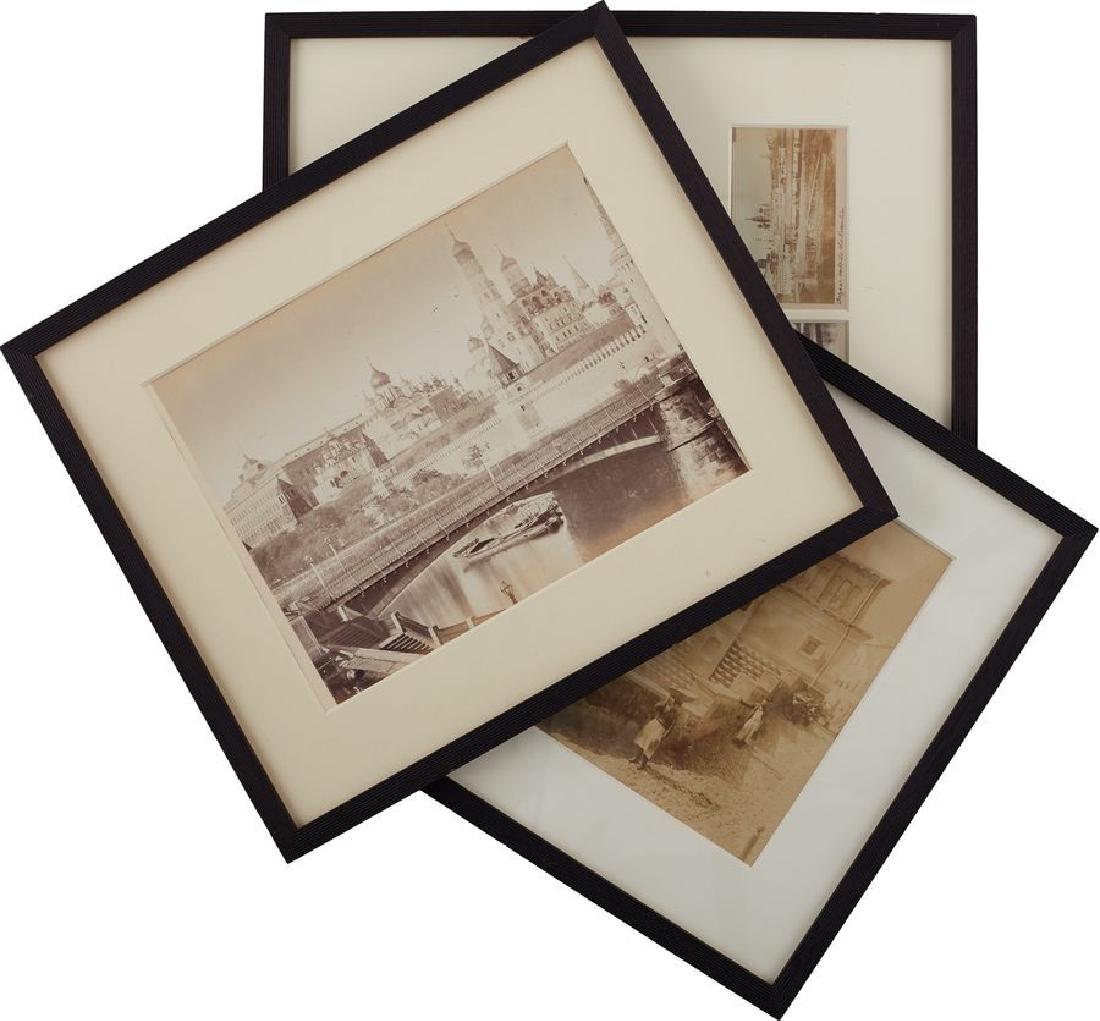Giuseppe Datsario (1806 -1865), photographs of the: Giuseppe Datsario (1806 -1865), photographs of the views of Moscow 1870-1880: 1) View of the Kremlin with the Bolshoy Moskvoretsky Bridge. 36x31 cm 2) House of Romanov boyars. 18.5х23 cm 3) 4 35