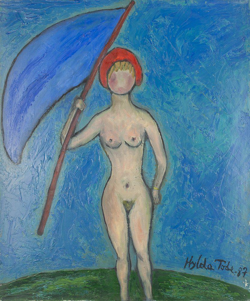 HYLDA TODE (XX) Liberte Verite Justice: HYLDA TODE (XX) Liberte Verite Justice Signed and dated ‘Hylda Tode 87’ Signed again, titled, numbered and dated ‘No 365 Liberte Verite Justice Hylda Tode 1987’ (on the reverse) Oil on canvas