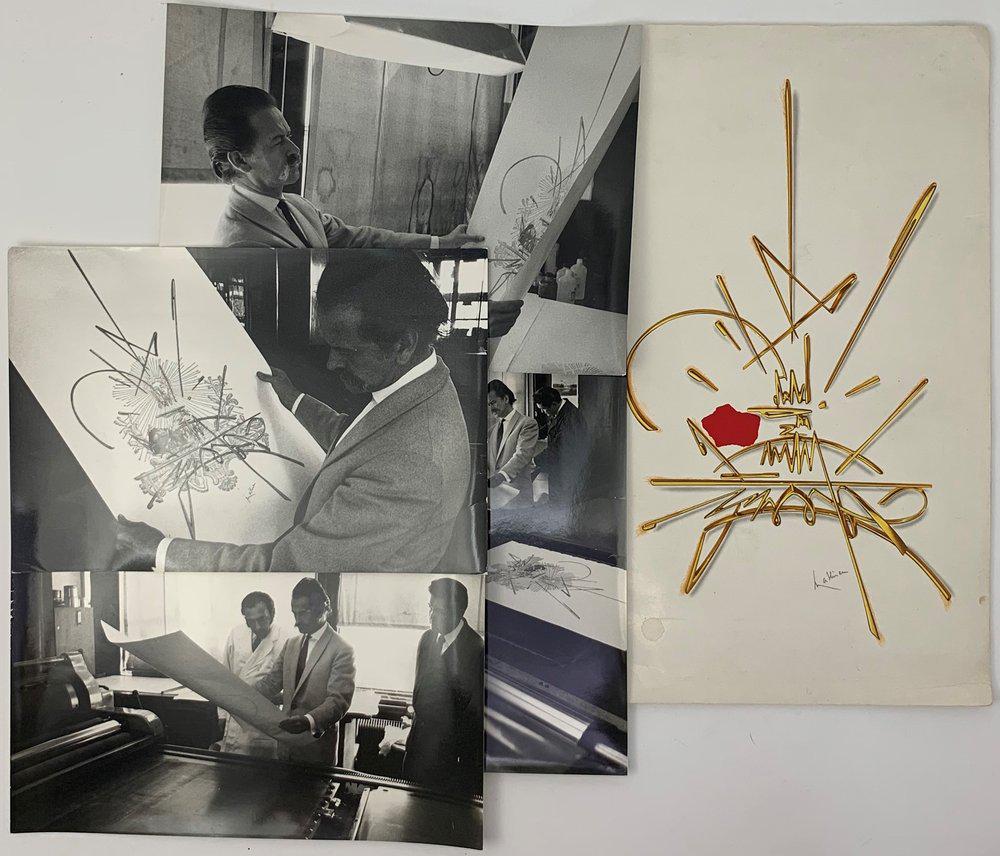 GEORGES MATHIEU (1921-2012), posters for Airfrance: GEORGES MATHIEU (1921-2012), posters for Airfrance and 4 photographs Catalogue of 14 posters, dated 1968 Four big photographs of the artist supervising the printing of posters, different sizes. Proven