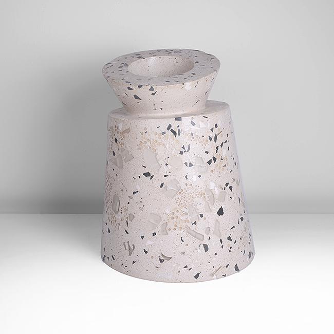 Felicity Aylieff (British, b.1954) Large Asymmetric: Stoneware, white body with large aggregates of fired porcelain, black porcelain, terracotta clay, borosilicate glass and ballotini, incised signature Dimensions: H 33.2cm, D 26.3cm Notes: PROVENANCE: