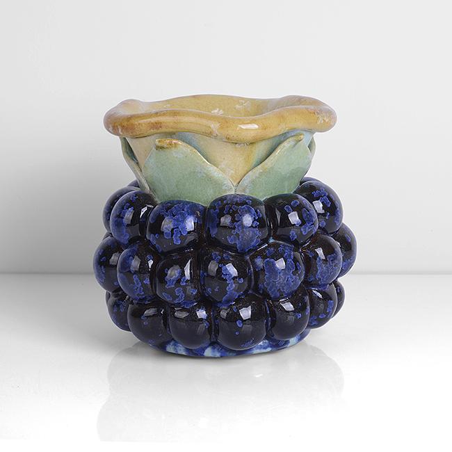 Kate Malone (British, b.1959): Blackberry Vase', 2006 Stoneware, mottled blue, green, turquoise and yellow crystalline glazes, running over a naturalistic body and down into the well, incised signature and date