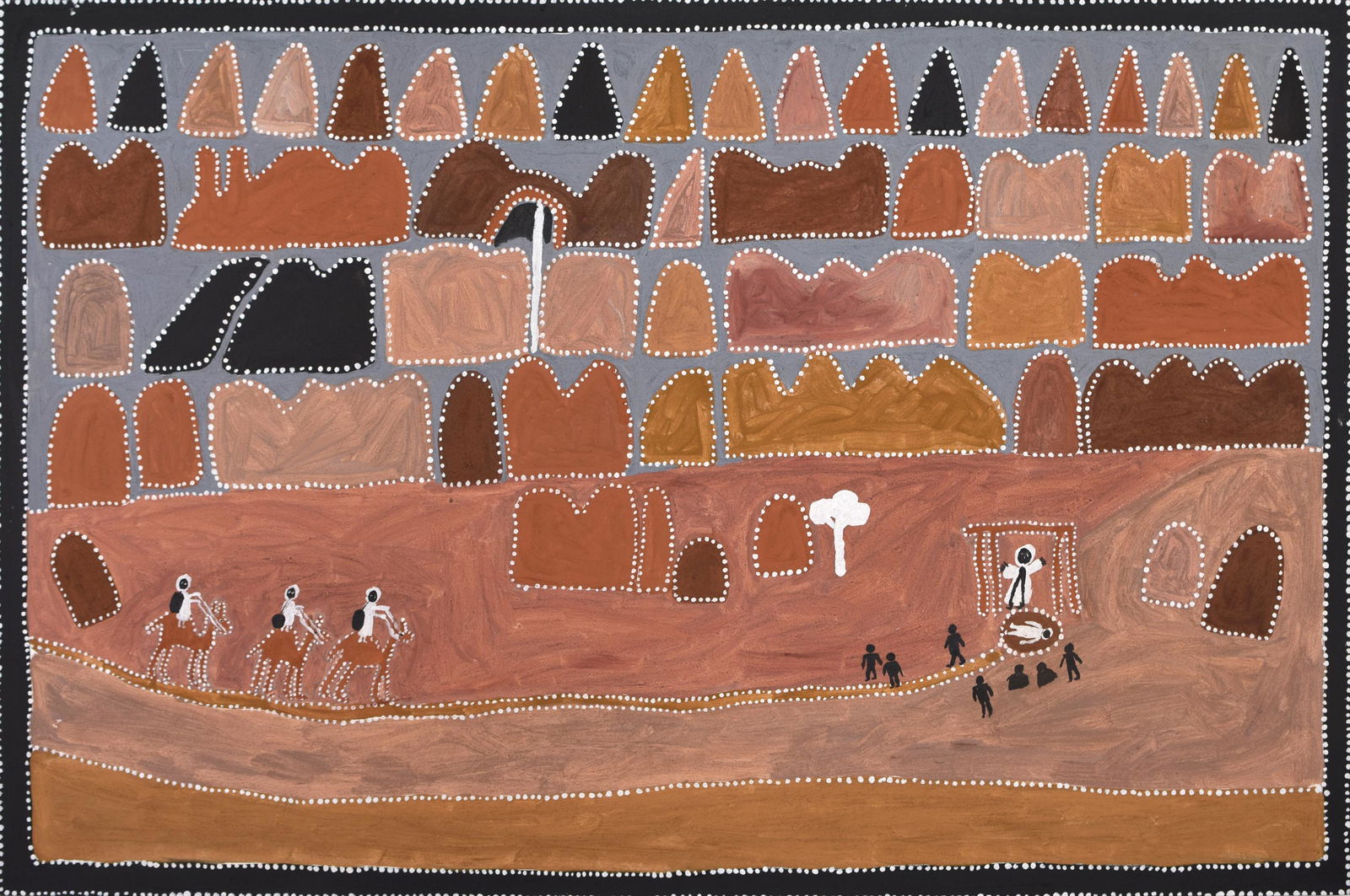 Queenie McKenzie Nakara - The Three Wise Men Visit: Queenie McKenzie was born c.1930 at the Old Texas station on the Ord River in the north west of Western Australia. As a young girl she began her life of cooking for the stockmen, tending and riding ho