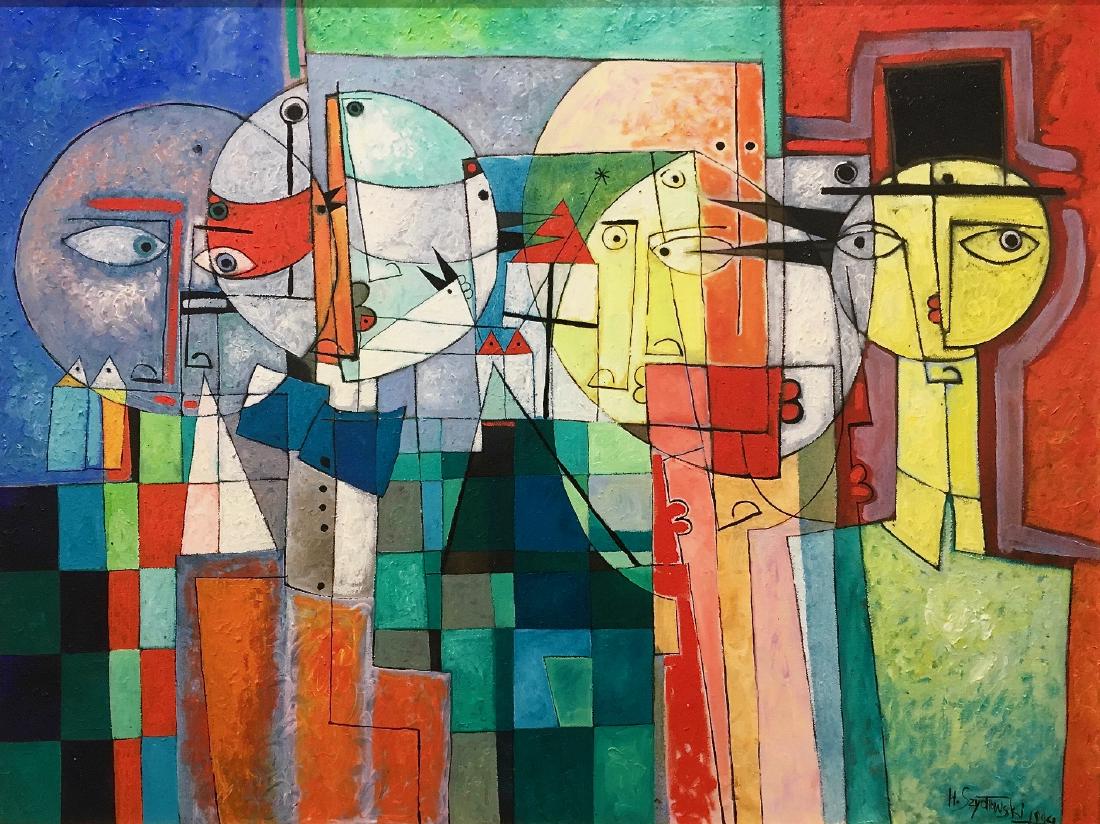 HENRYK SZYDLOWSKI - Moonlight Cabaret: Oil on canvas