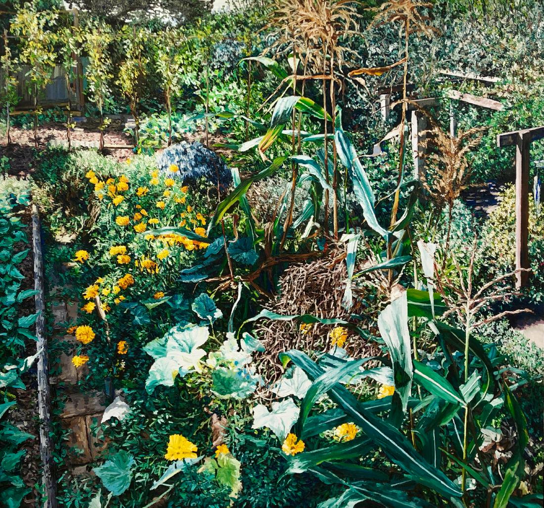 KARL MAUGHAN - Marigolds & Sweet Corn: Oil on canvas Signed & dated 3/7/1988 verso