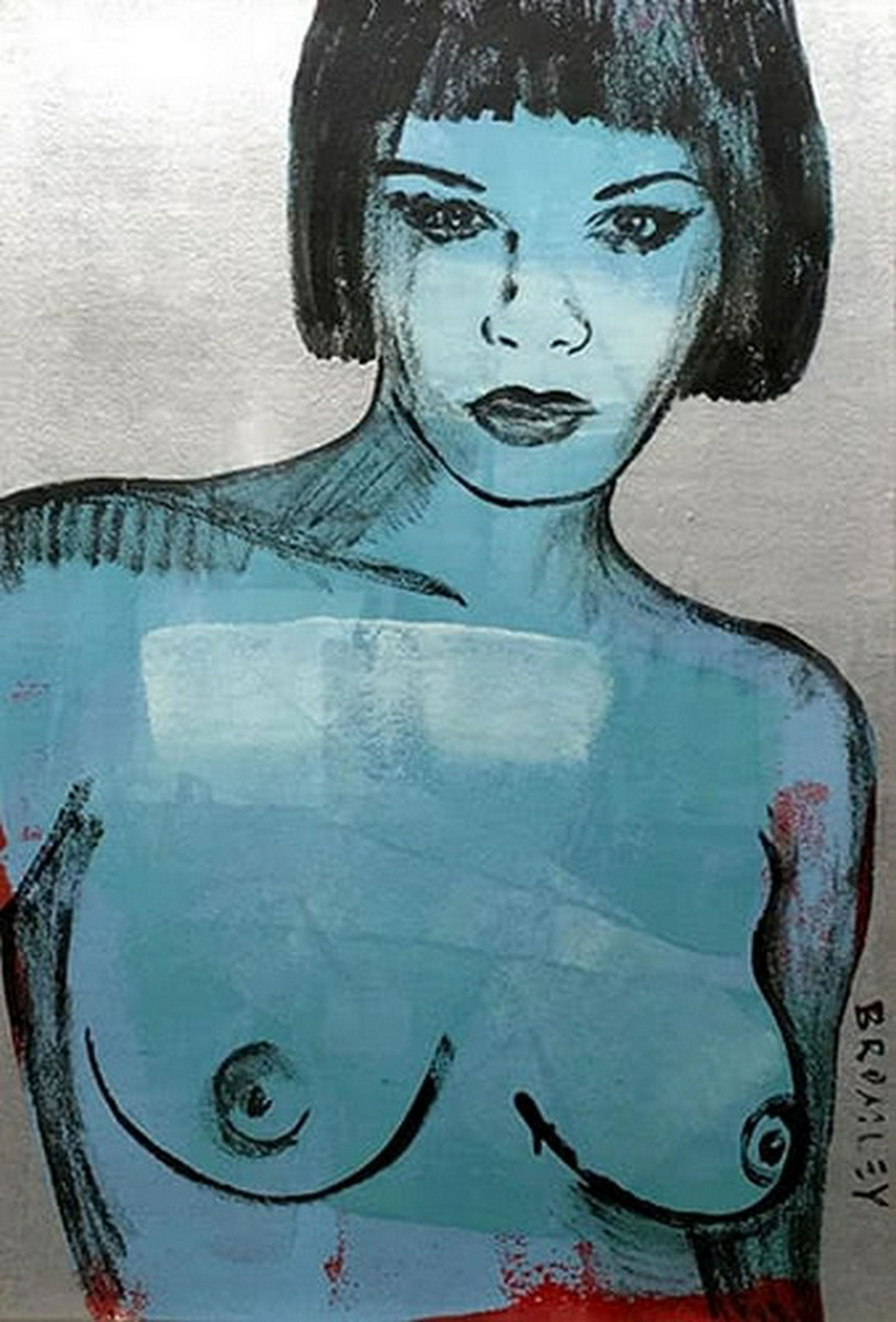 DAVID BROMLEY - Blue Nude: (b. 1960) Acrylic on paper 112 cm x 75 cm Signed