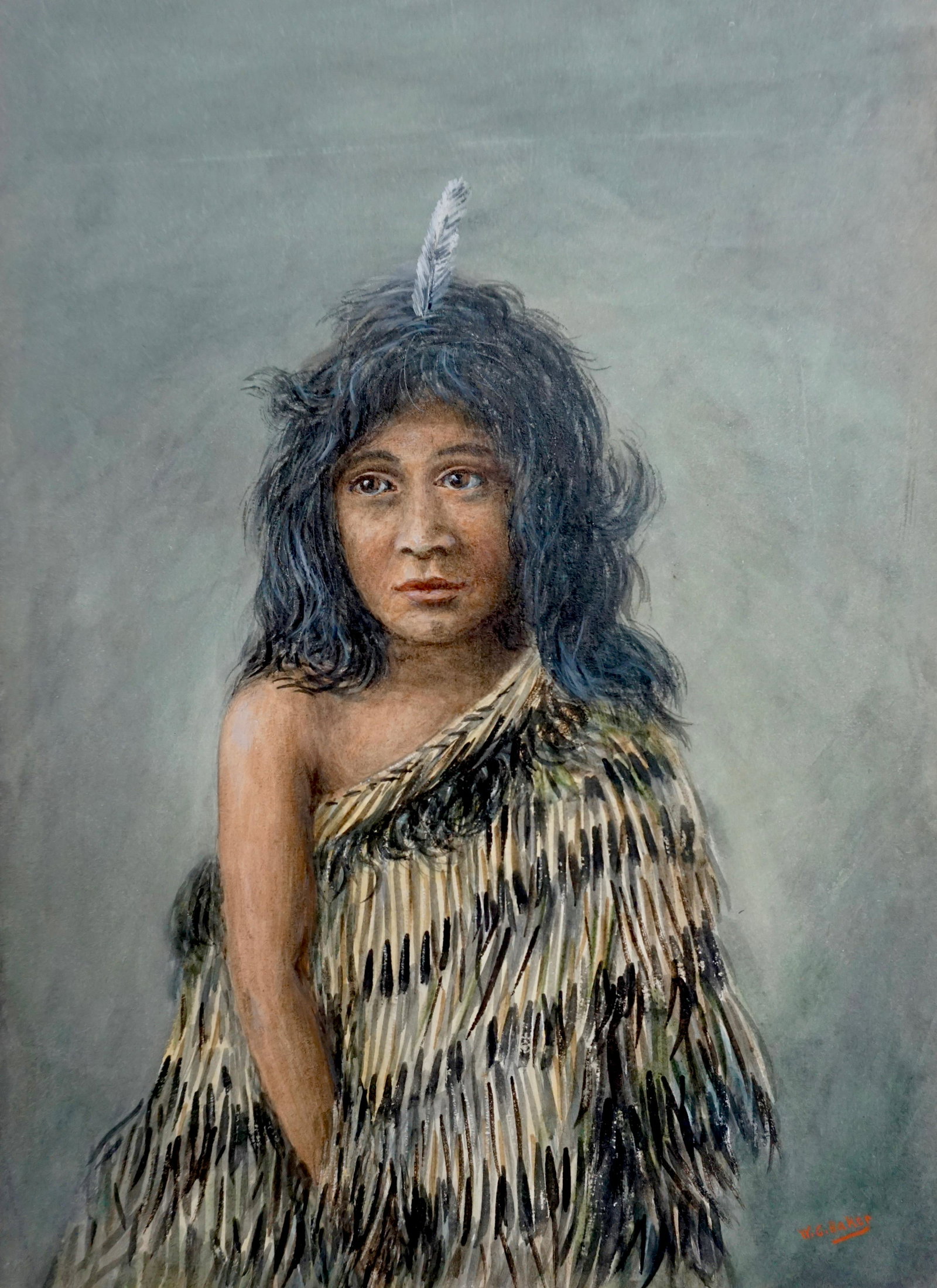 WILLIAM GEORGE baker - Maori Girl: (1864 - 1929) Watercolour 36 cm x 25.5 cm Signed