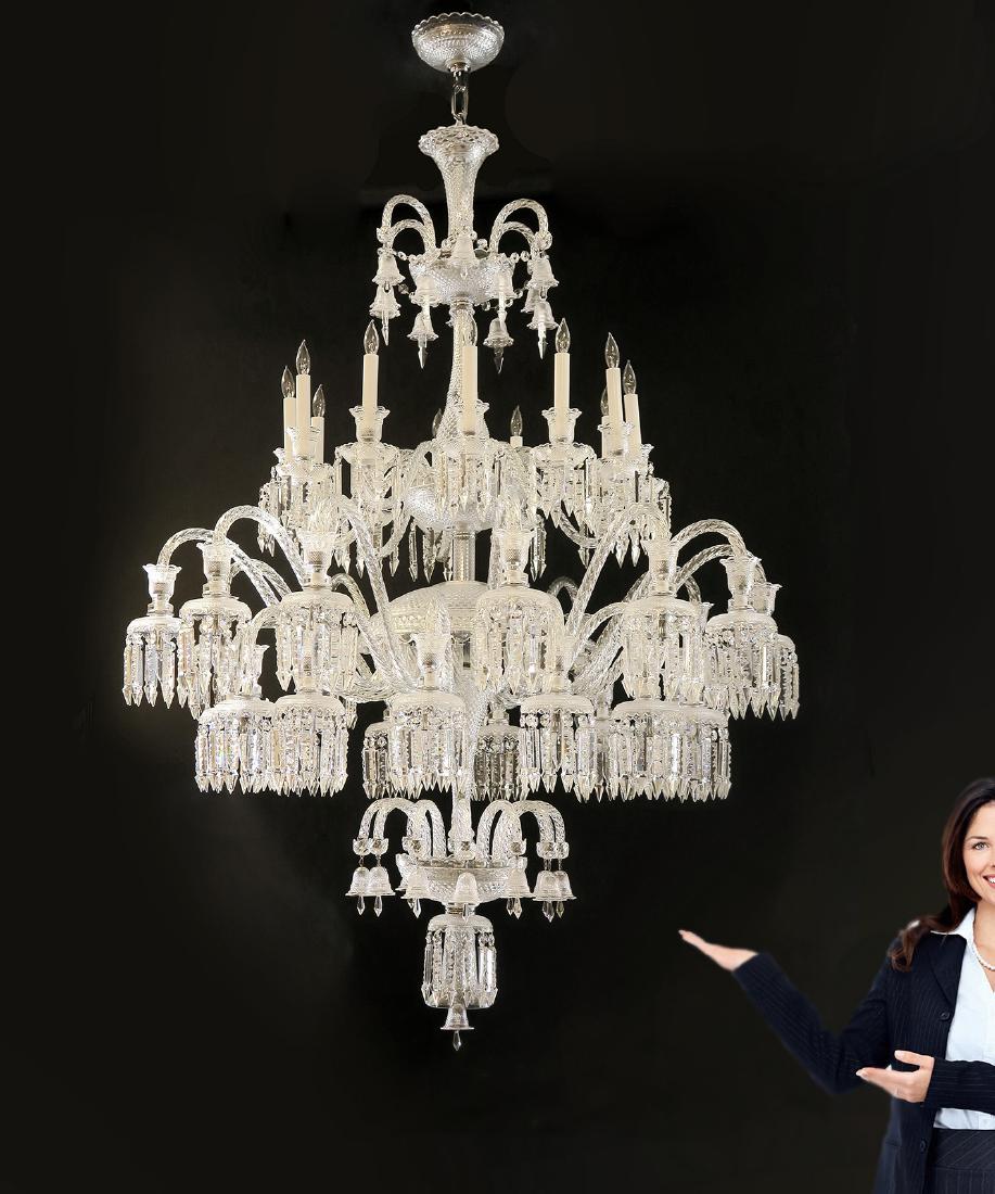 Palatial Baccarat Style 36 light Crystal Chandlier: Palatial Baccarat Style 36 light Crystal Chandlier. H 77" x W 48"