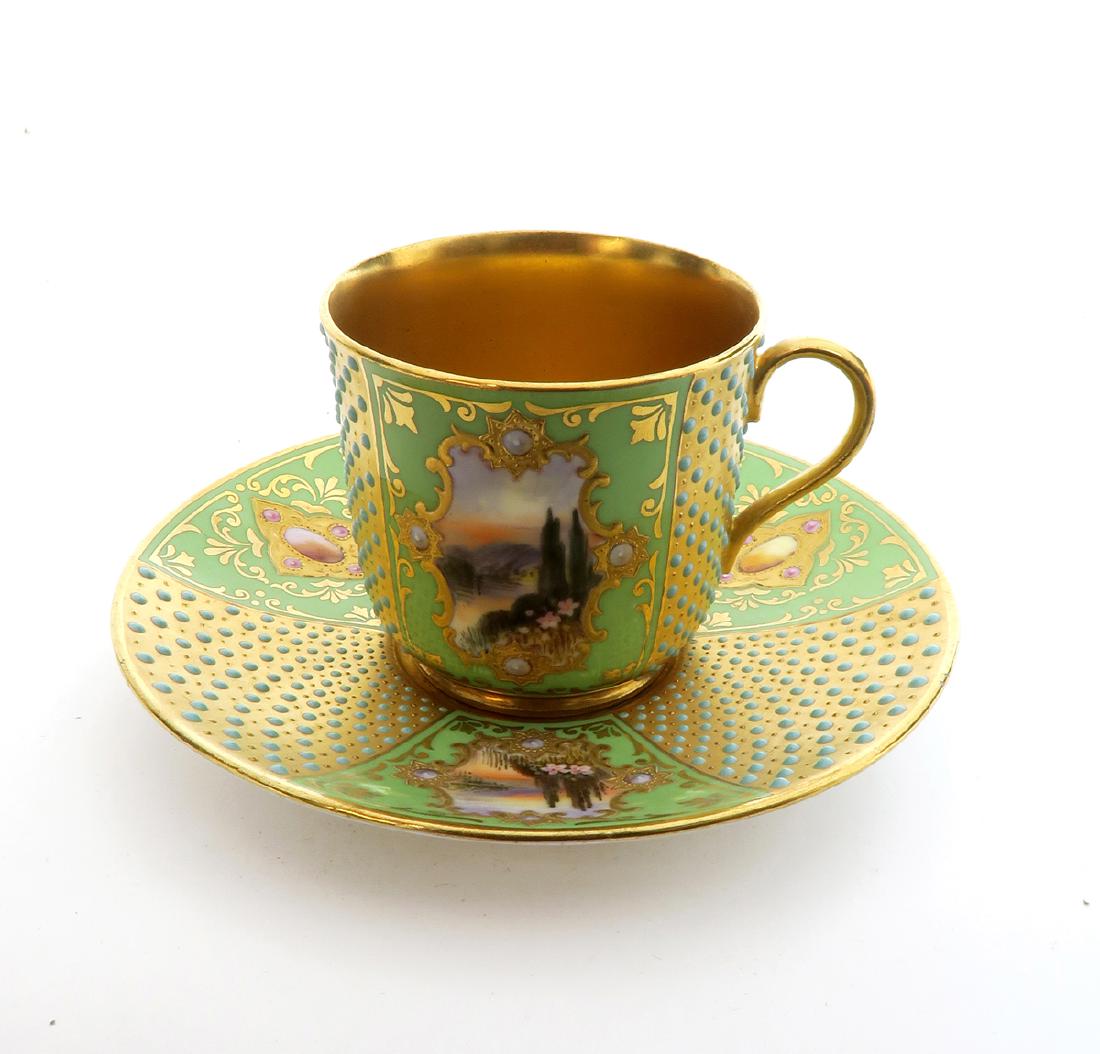 Very Fine 19th C. Coal-port Cup & Saucer (1 of 6)