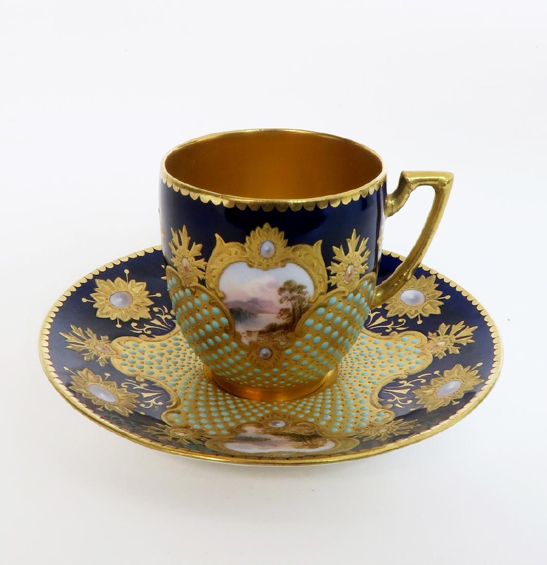 Very Fine 19th C. Coal-port Cup & Saucer (1 of 6)