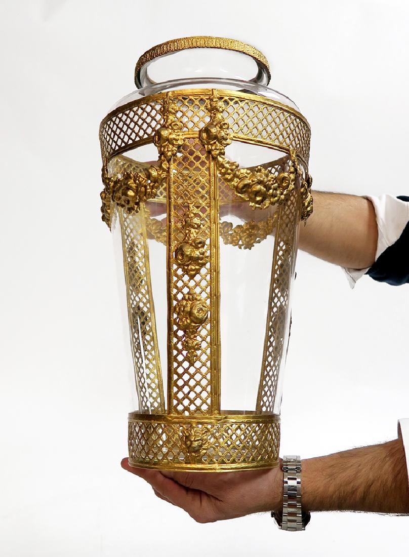 Large 19th C. Bronze & Baccarat Crystal Vase (1 of 3)