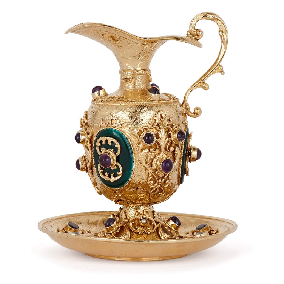 SILVER GILT, ENAMEL & PRECIOUS STONE EWER & STAND (1 of 7)