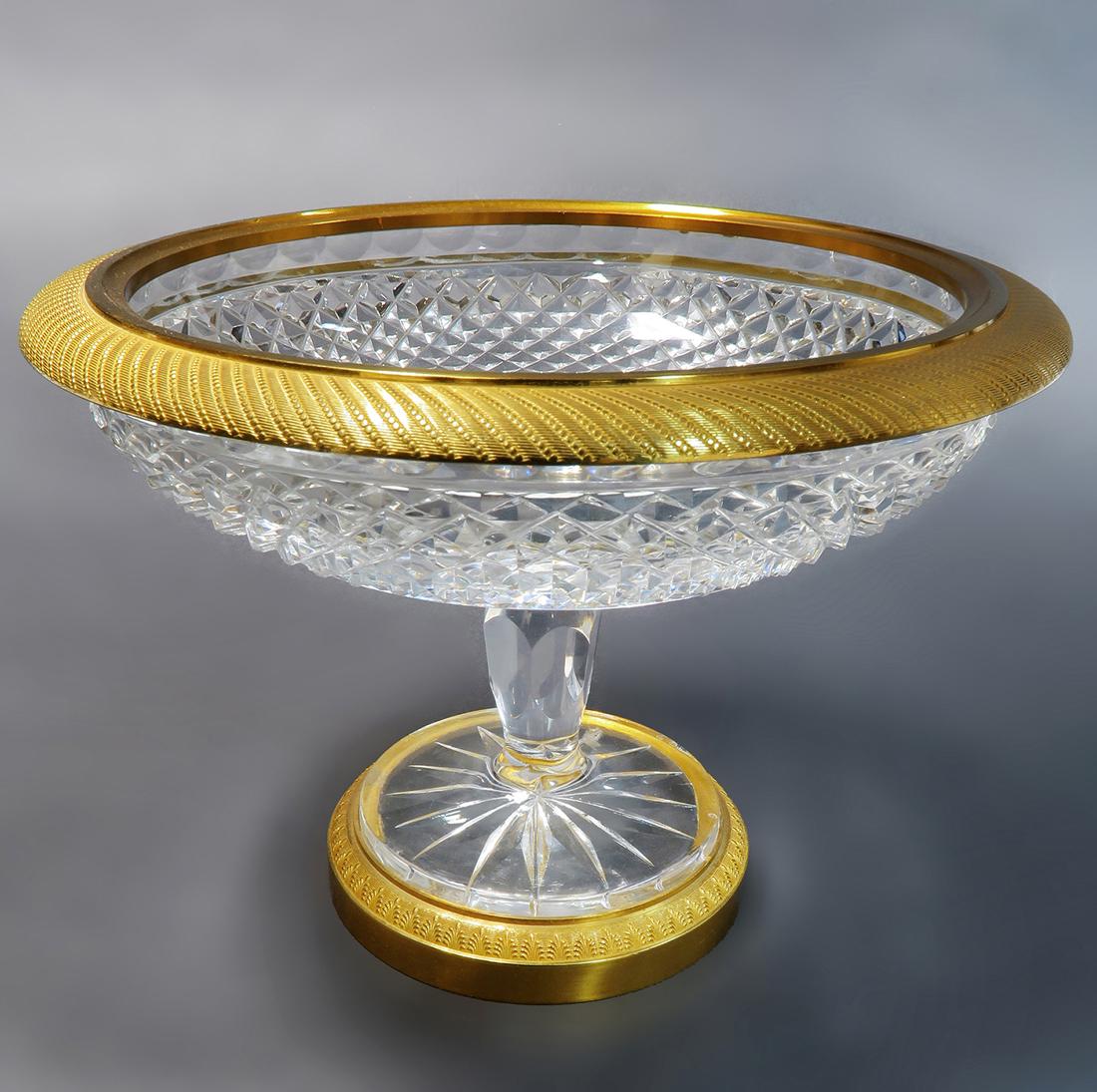 19th C. French Bronze & Baccarat Cut Crystal Tazza (1 of 2)