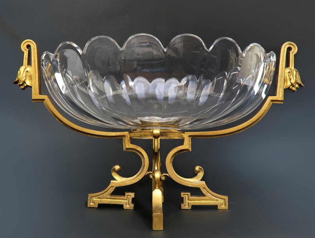 19th C. French Bronze & Baccarat Crystal Centerpiece (1 of 3)