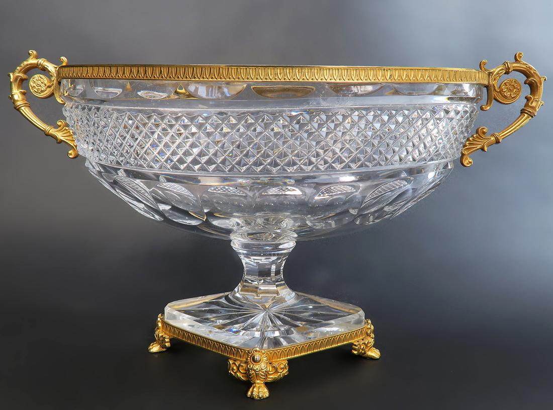 19th C. French Bronze & Baccarat Crystal Centerpiece (1 of 3)
