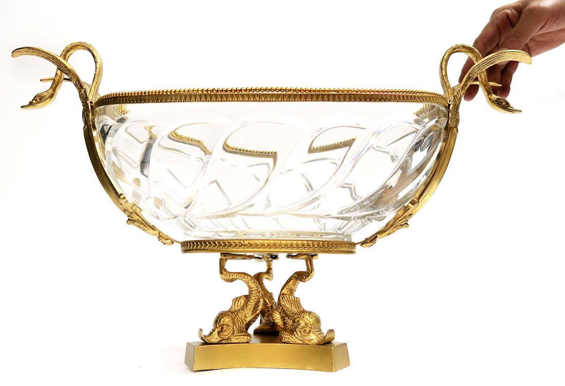 Large French Baccarat Style Bronze/Crystal Centerpiece (1 of 4)
