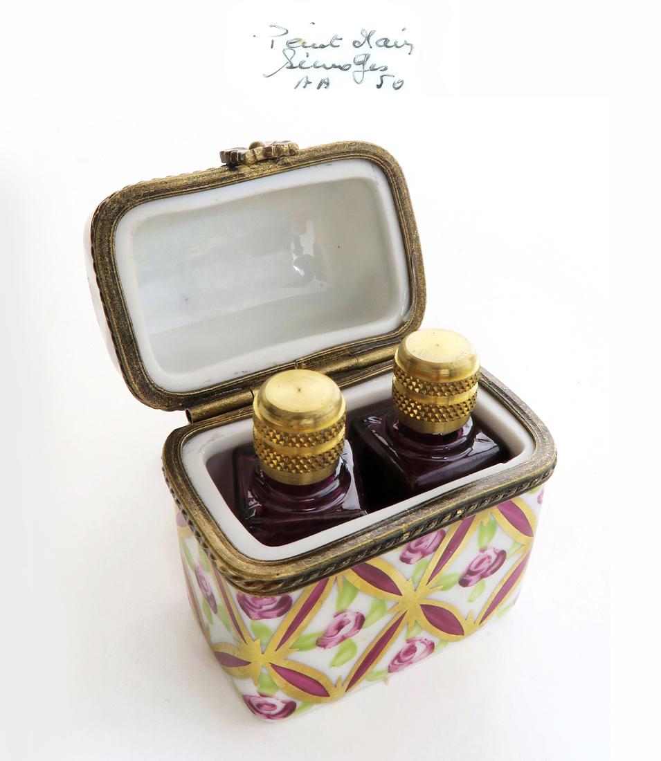 19th C. Limoges Hinged Trinket Box w/ Bottles (1 of 4)