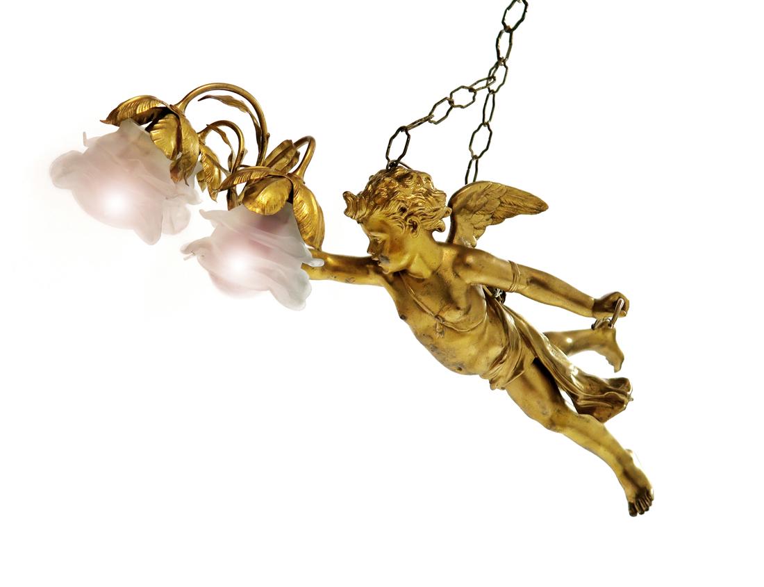 19th C. French Figural Bronze 3-Light Chandelier (1 of 5)