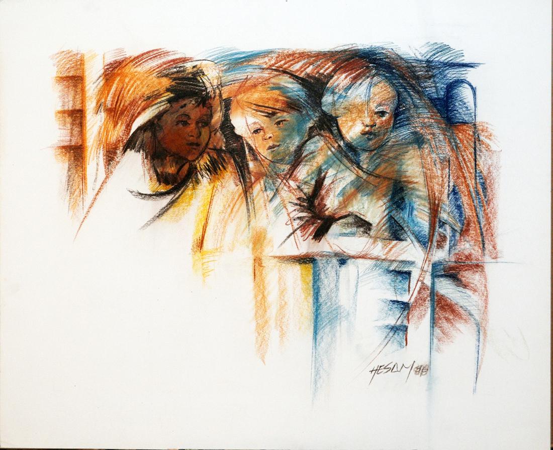 A painting by Hessam Abrishami, Signed: A painting by Persian artist "Hessam Abrishami". Artist Signed. 26" x 34". About Artist: Hessam Abrishami (Born: 1951, Shiraz, Iran) is an Persian artist who lives in California, United States.