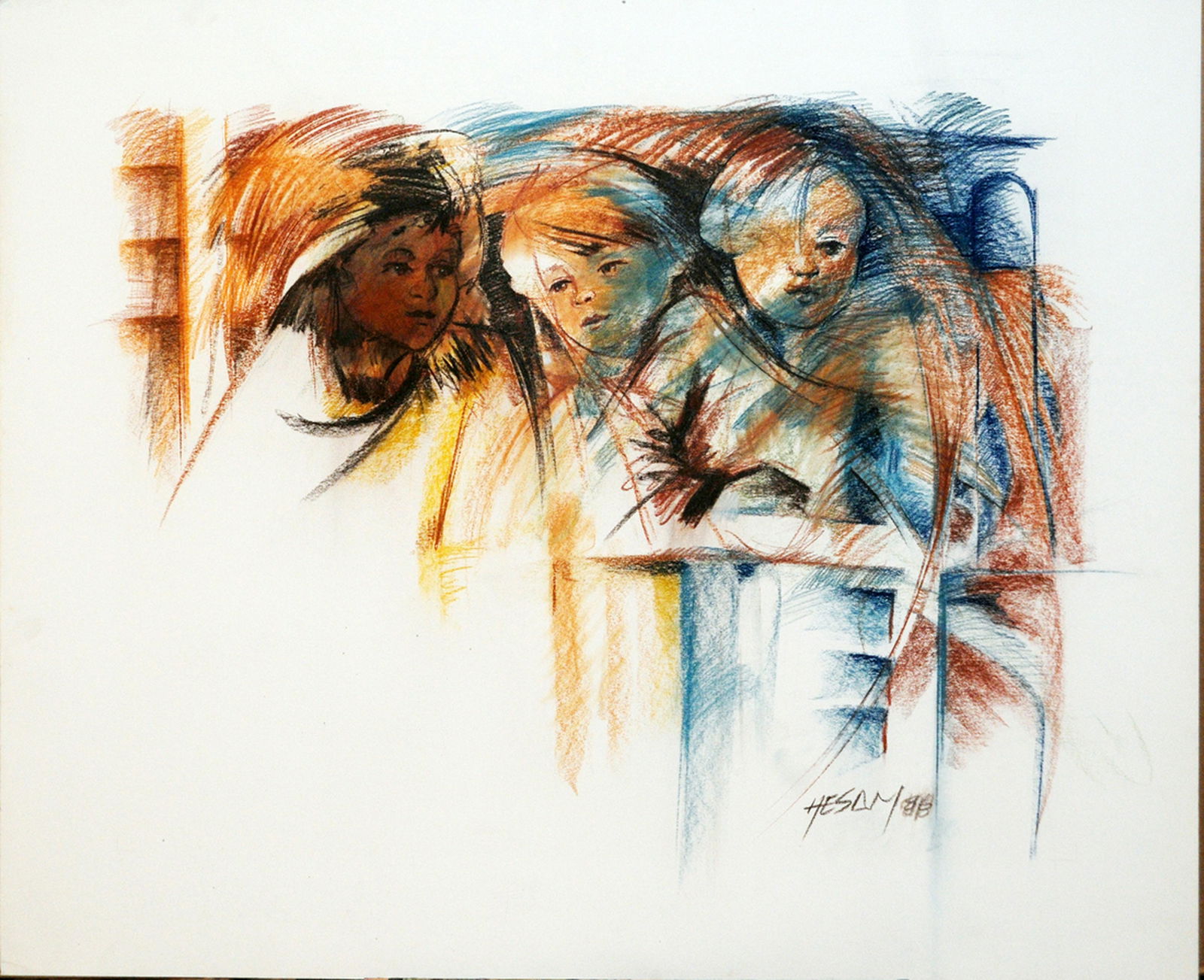 A painting by Hessam Abrishami, Signed: A painting by Persian artist "Hessam Abrishami". Artist Signed. 26" x 34". About Artist: Hessam Abrishami (Born: 1951, Shiraz, Iran) is an Persian artist who lives in California, United States.