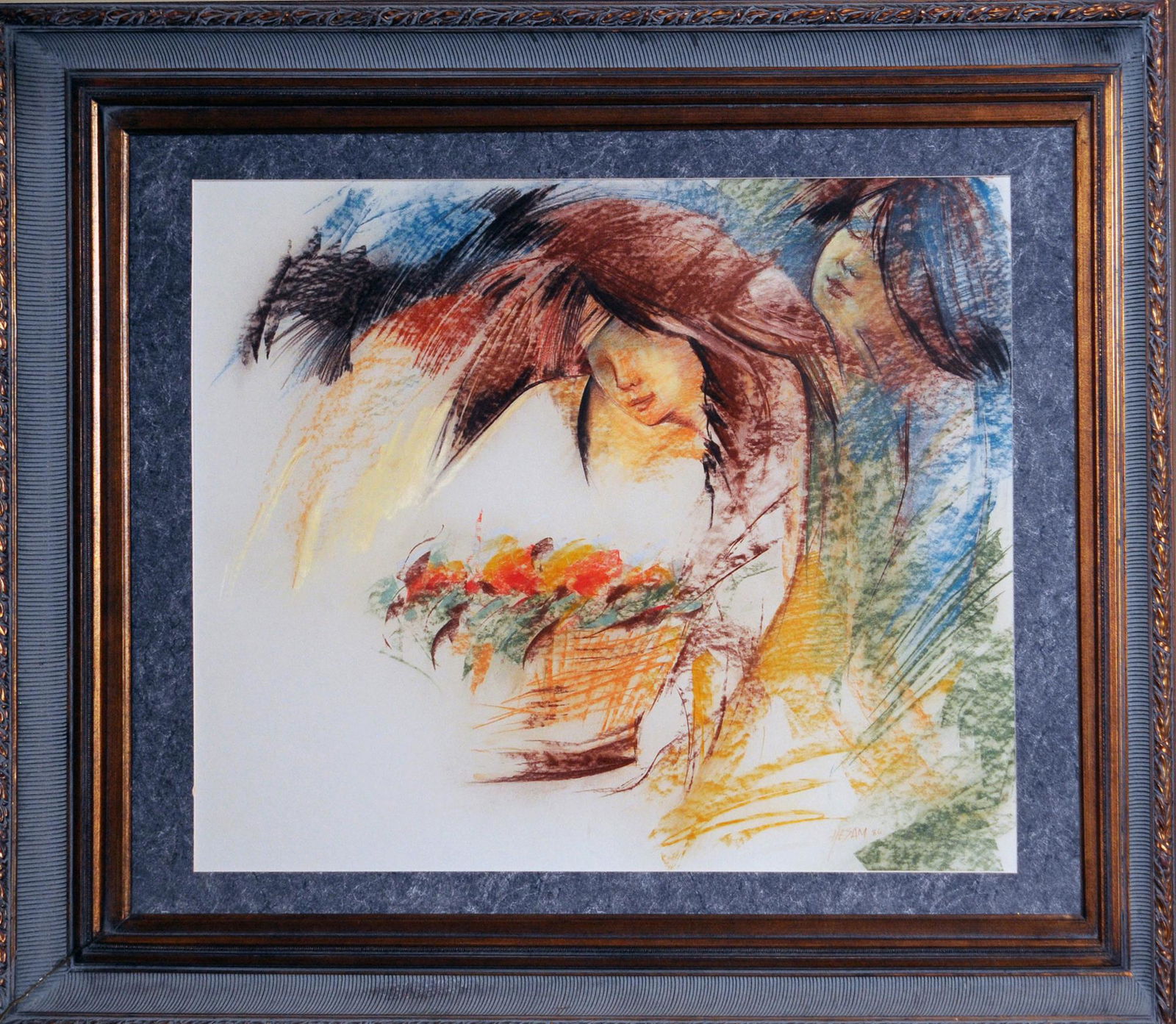 A painting by Hessam Abrishami, Signed: A painting by Persian artist "Hessam Abrishami". Artist Signed. 27" x 32". About Artist: Hessam Abrishami (Born: 1951, Shiraz, Iran) is an Persian artist who lives in California, United States.