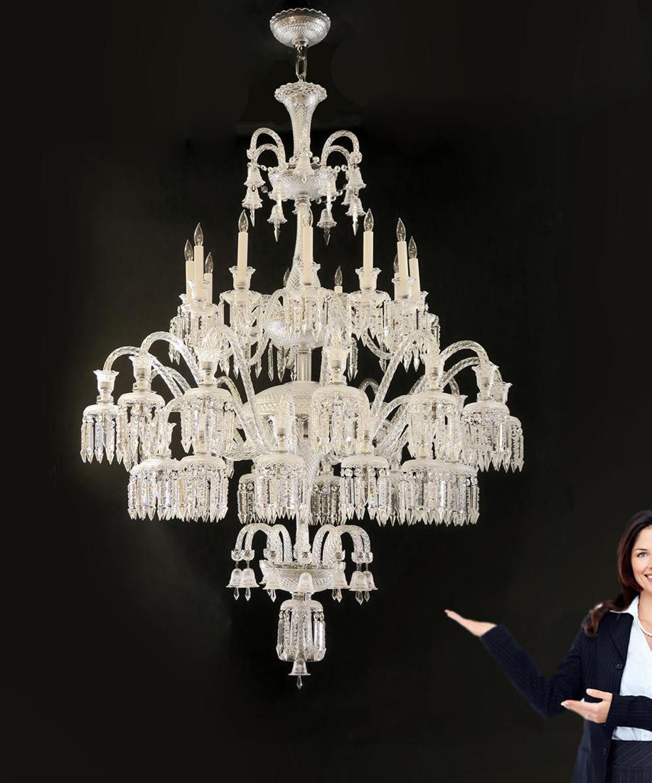 Palatial Baccarat Style 36 light Crystal Chandlier: Palatial Baccarat Style 36 light Crystal Chandlier. H 77" x W 48"