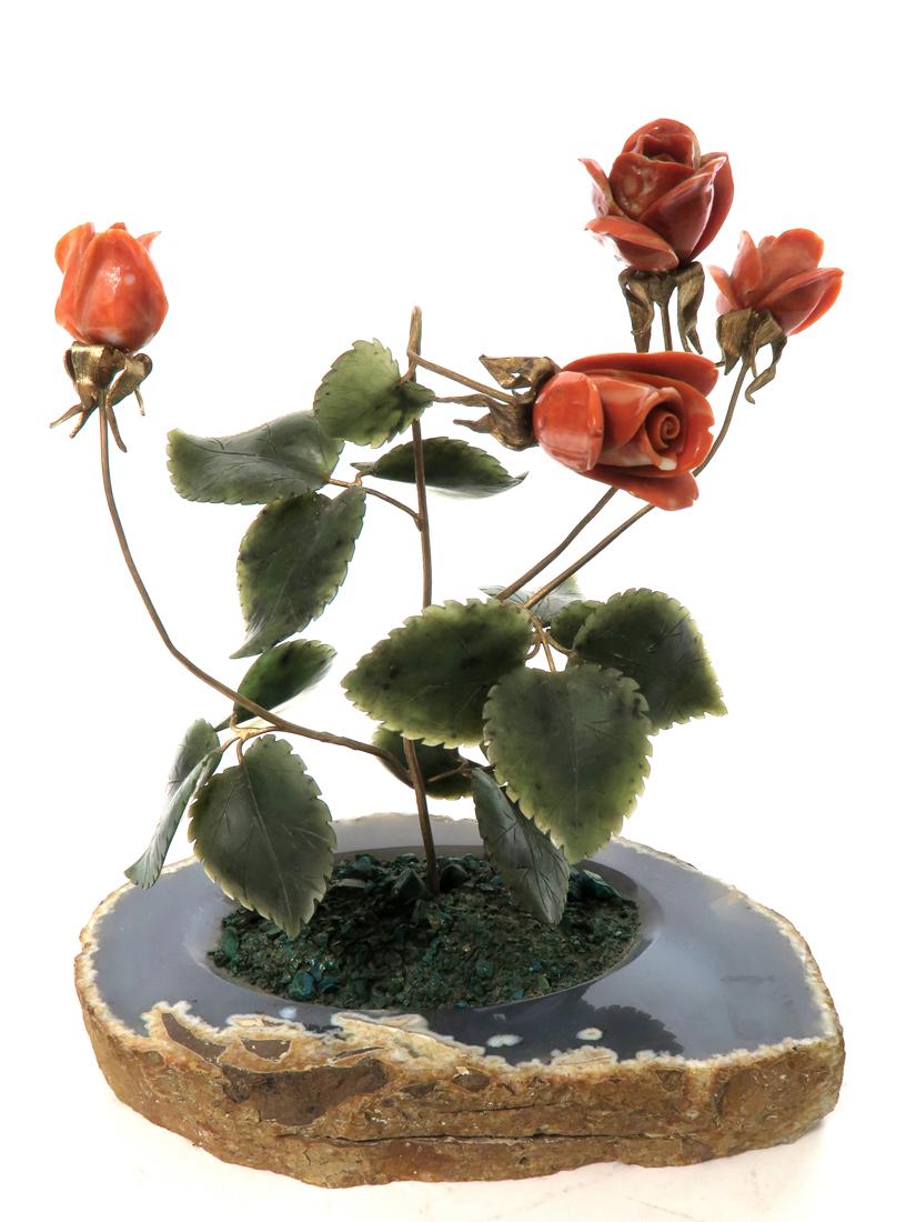 Russian Malachite , Jade, Coral, Bronze Geode Flower St (1 of 3)