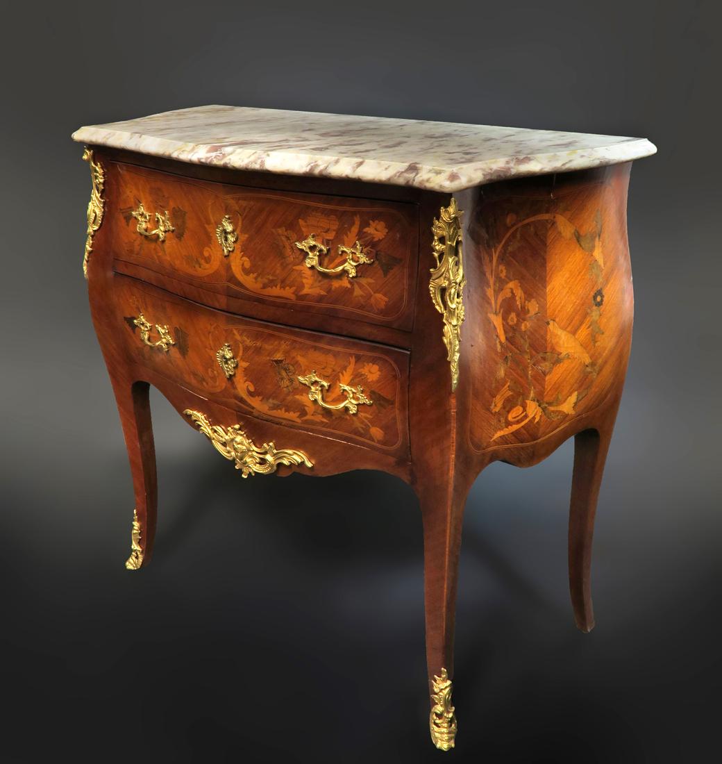 French Bronze & Kingwood Marble Top Commode. 19th C. (1 of 2)