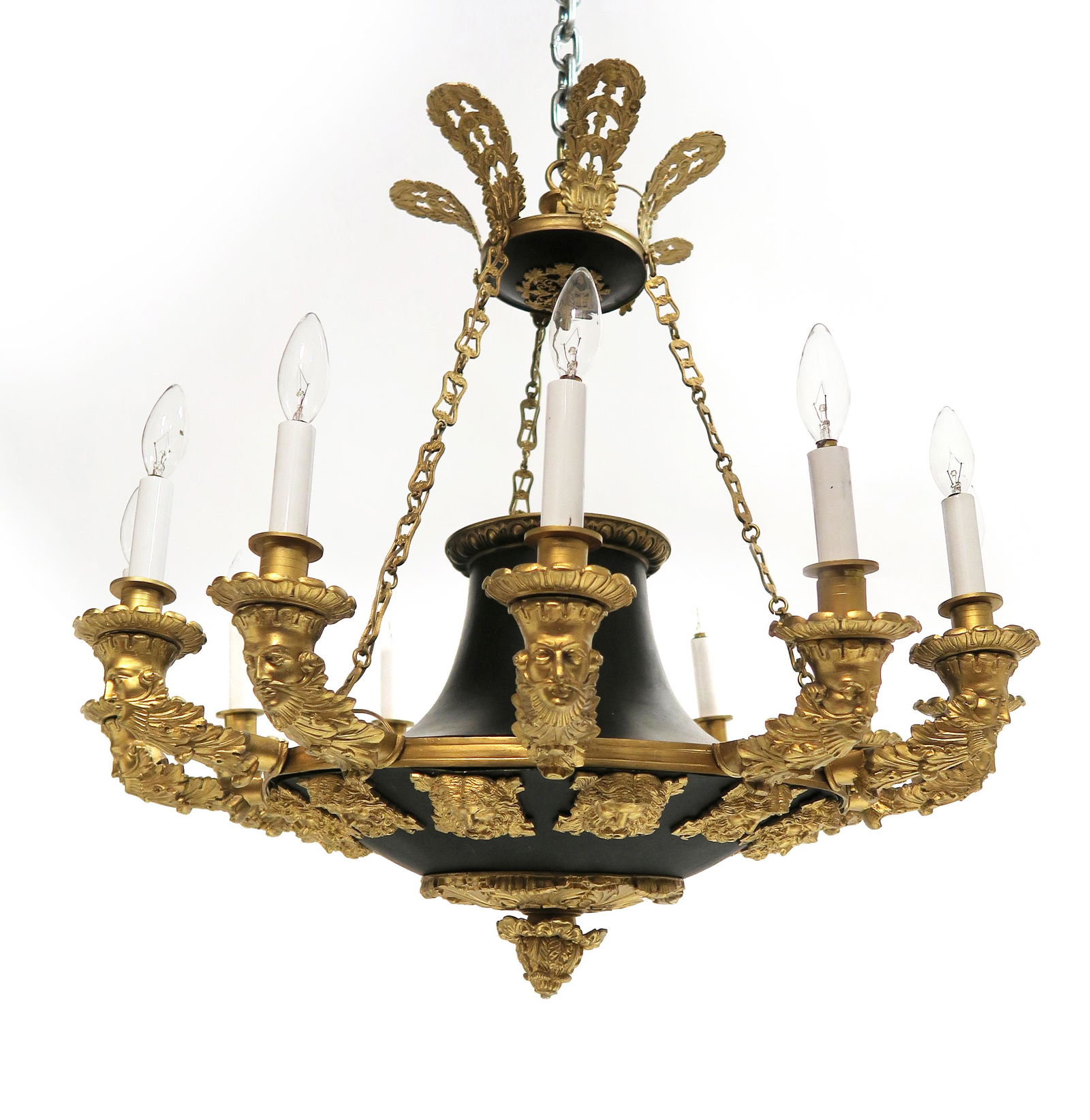 19th C. French 6 light Figural Bronze Chandelier (1 of 4)