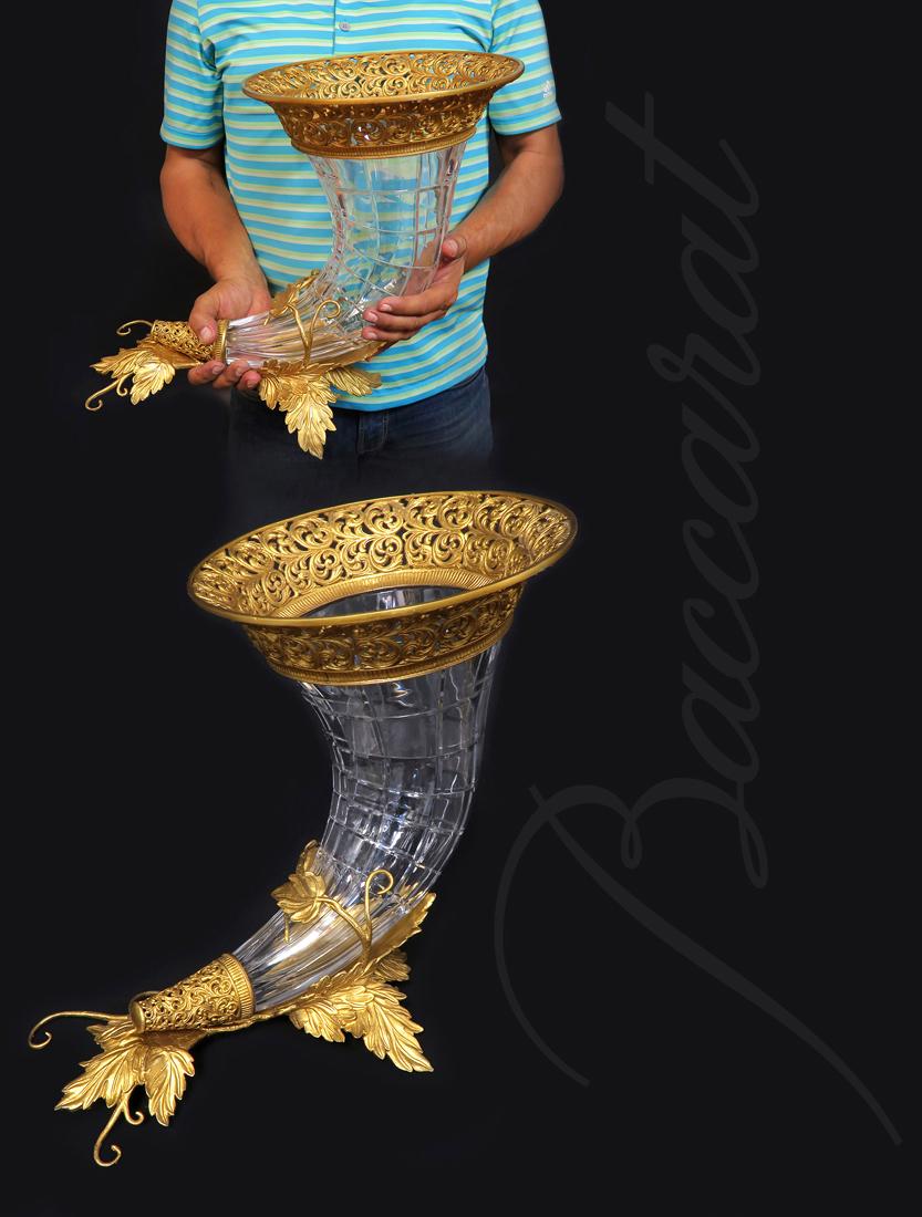 A BRONZE BACCARAT CRYSTAL HORN CORNUCOPIA CENTERPIECE (1 of 5)