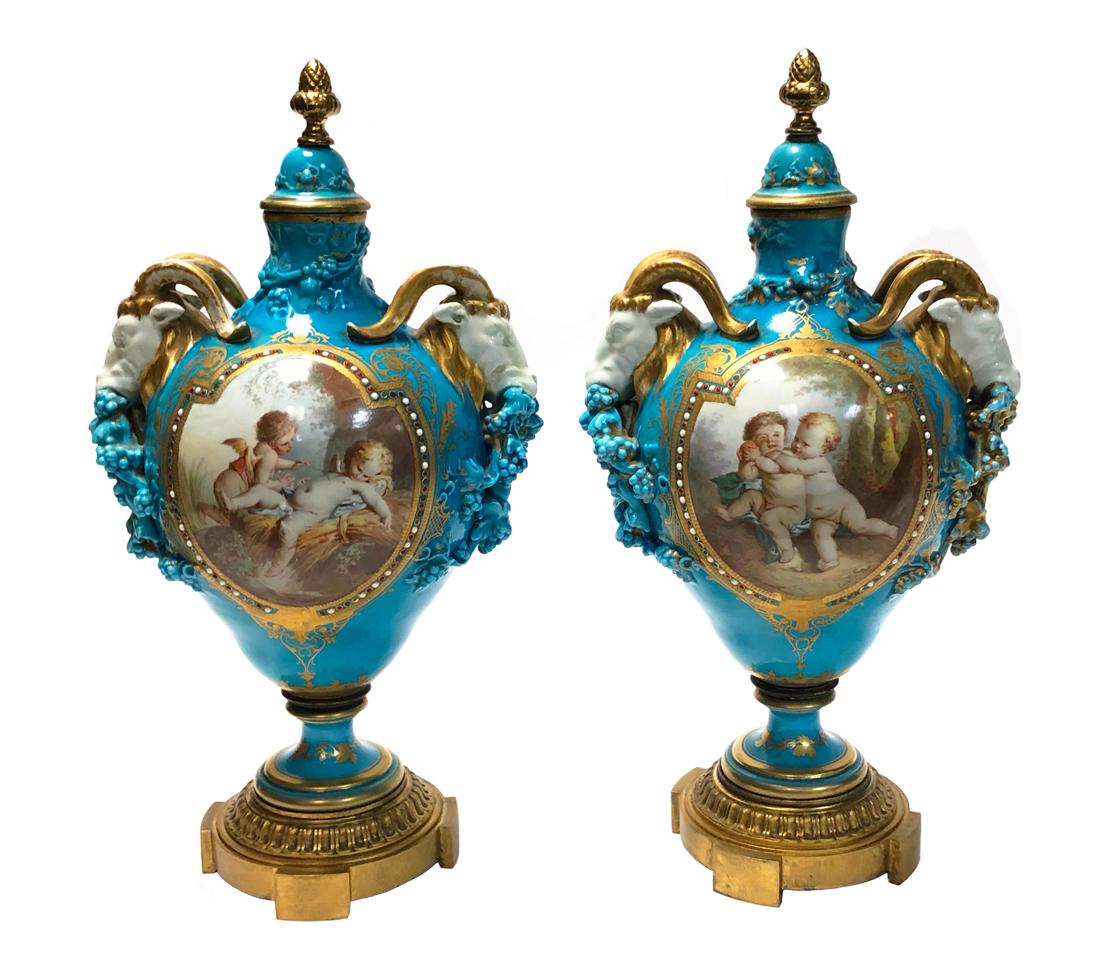 A Pair of French Hand Painted Sevres Vases (1 of 3)