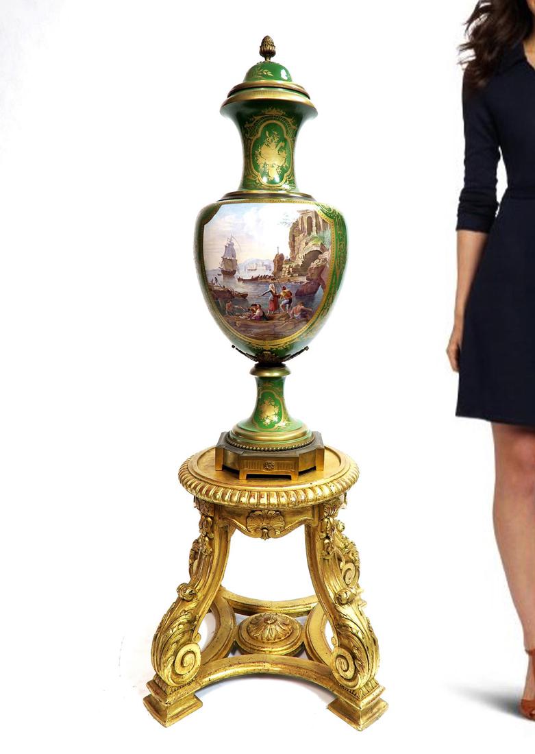 19th C. Monumental Hand Painted Sevres Vase (1 of 6)