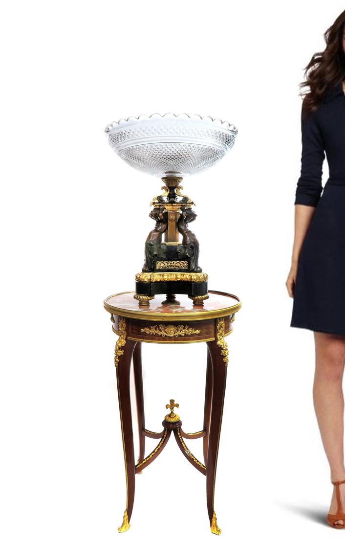 A Large Figural Bronze & Baccarat Crystal Centerpiece (1 of 4)