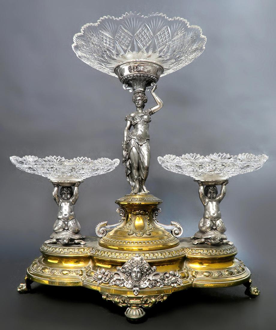 A Large 19th C. Silver-plated WMF Figural Centerpiece (1 of 7)