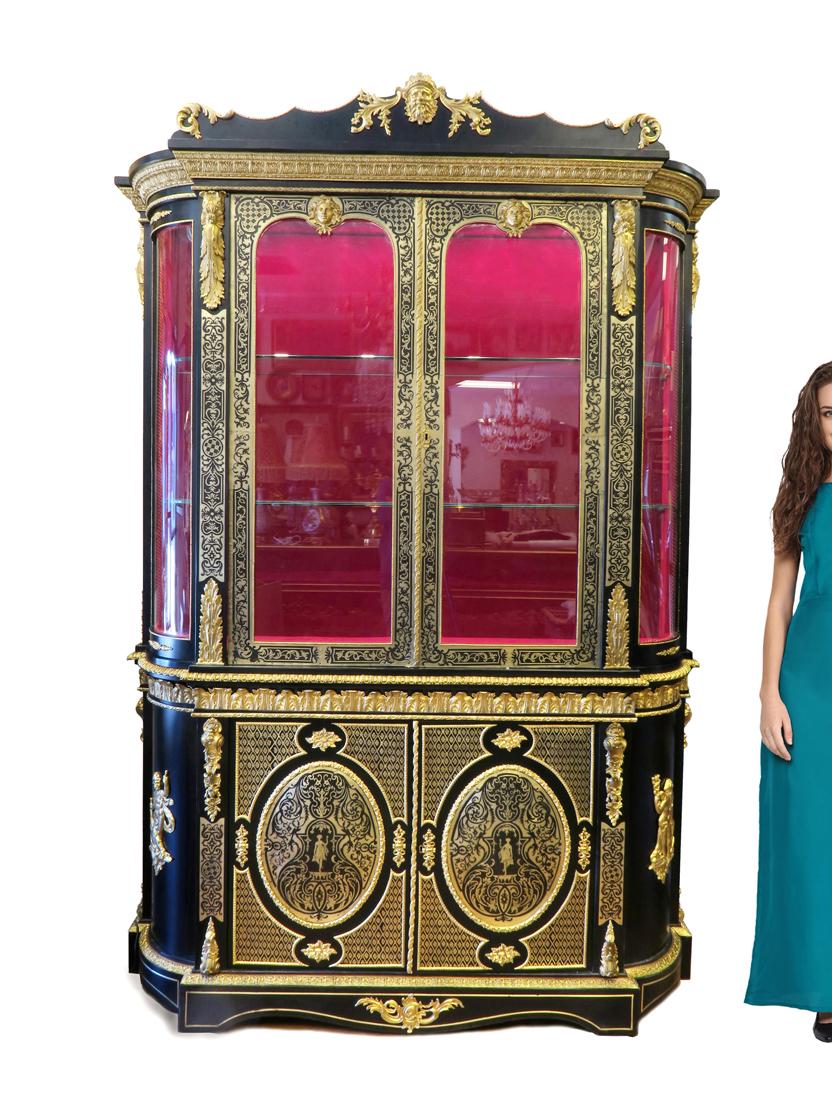 19TH C MONUMENTAL BOULLE FIGURAL BRONZE MOUNTED CABINET (1 of 1)