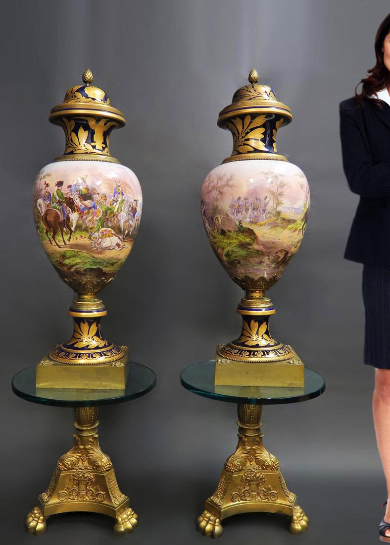 A Pair of Monumental Napoleon Sevres Vases, 19th C. (1 of 12)