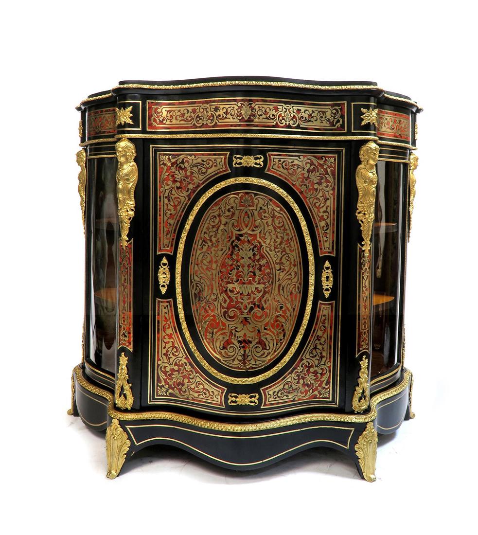 Fine 19th C. French Figural Bronze Boulle Cabinet (1 of 3)