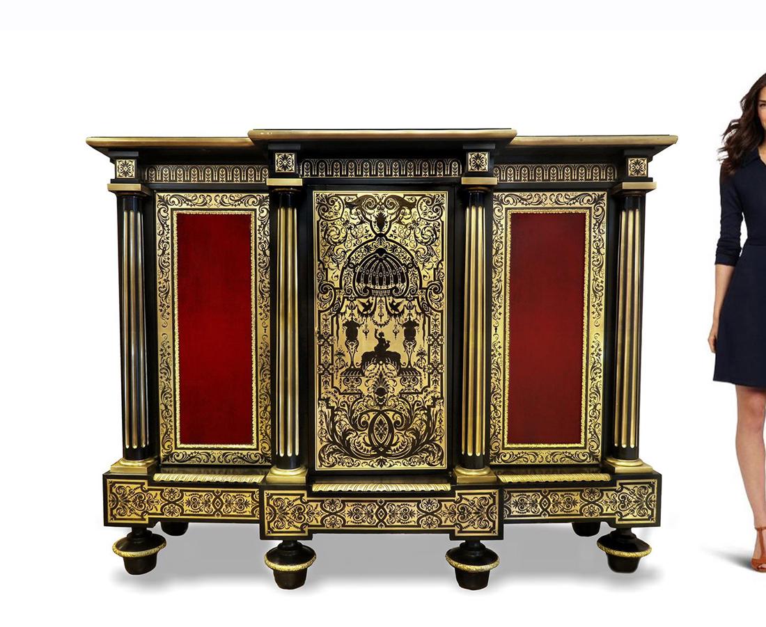 19th C. Large French Boulle Vitrine Cabinet (1 of 1)