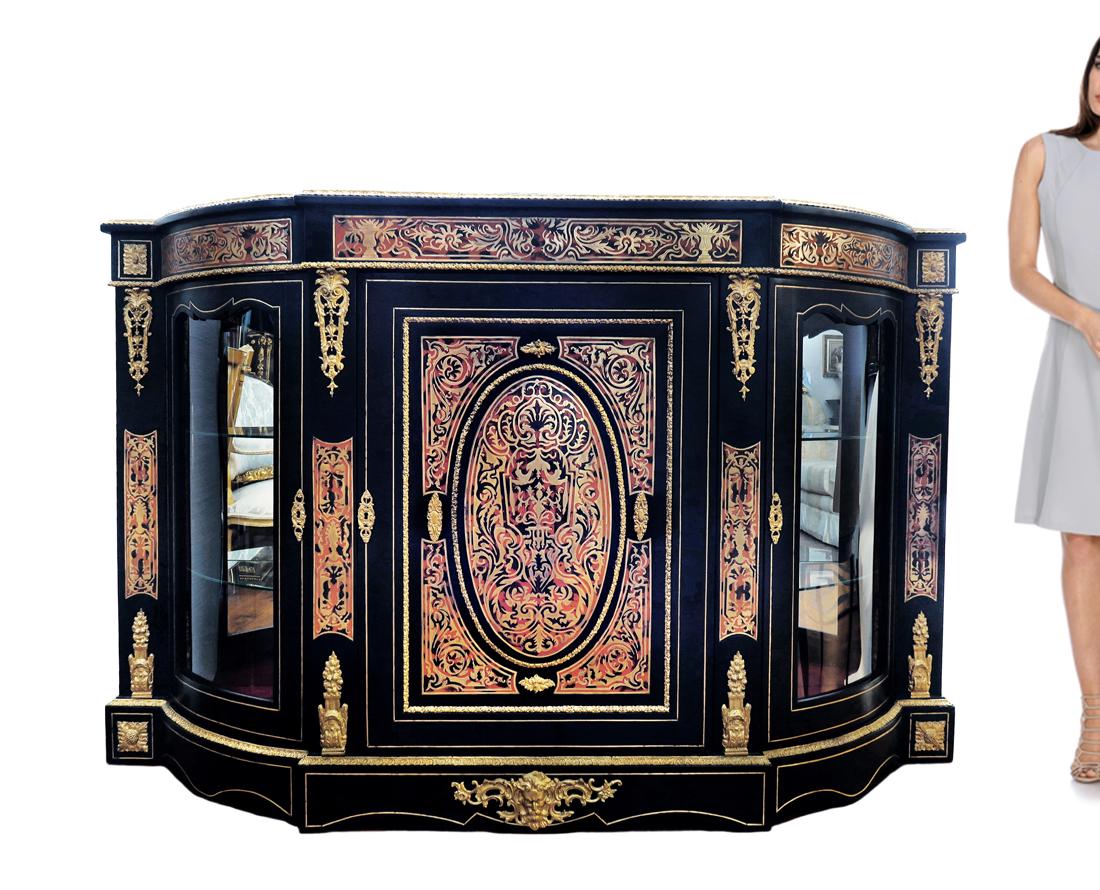19th C. French Napoleon III Boulle Marquetry Cabinet (1 of 1)