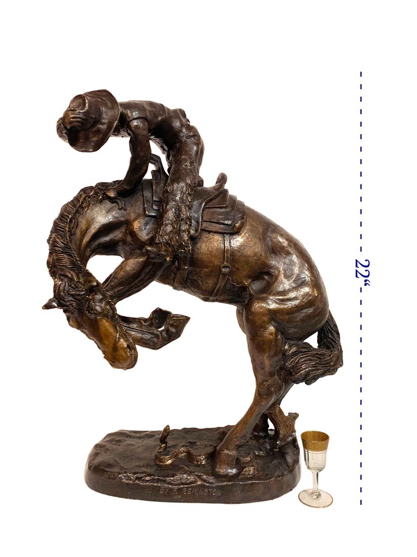 Large & Heavy Bronze Statue Signed Remington (1 of 5)