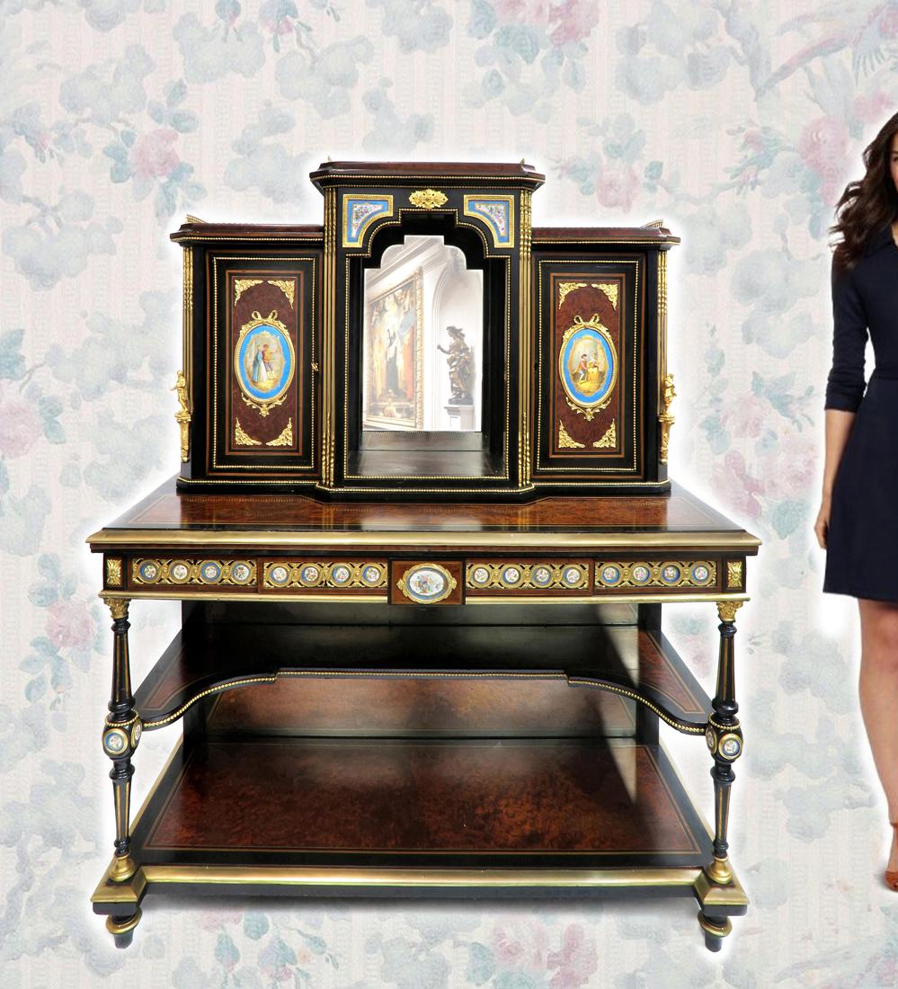 19th C. Exceptional French Cabinet with Sevres Plaques (1 of 8)