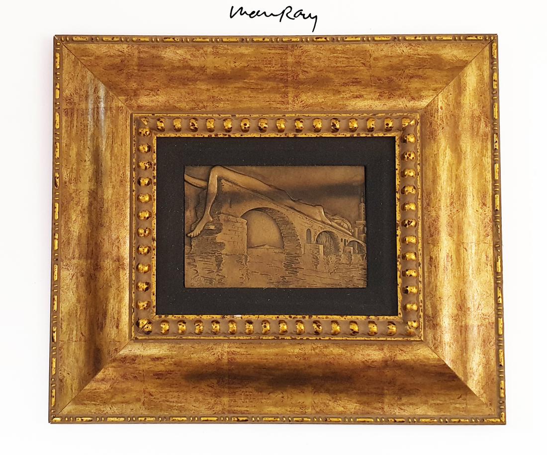 A Framed Bronze Relief Plaque, After Man Ray, Signed (1 of 6)