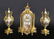 19th C. Bronze & Porcelain Platinum Ground Clock Set