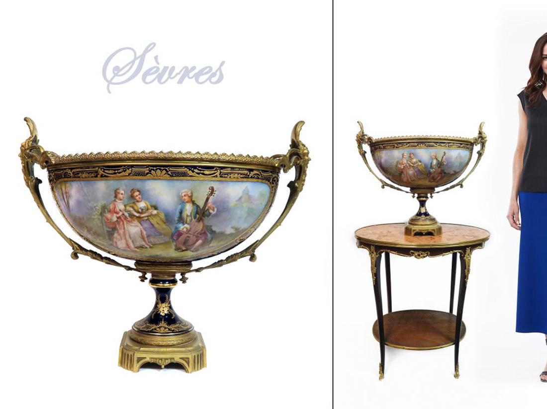 AN ORMOLU-MOUNTED SEVRES PORCELAIN CENTER-BOWL, 19TH C. (1 of 8)