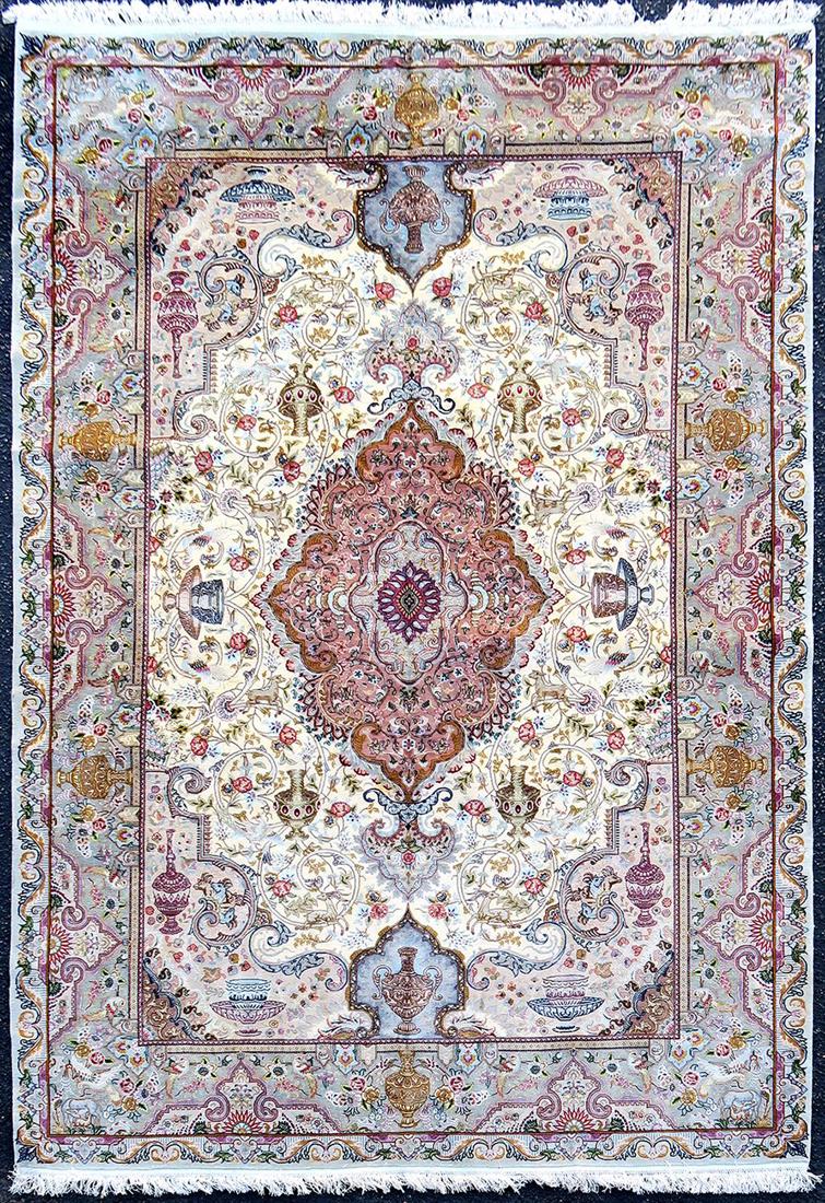 A Persian Tabriz silk & wool rug (1 of 8)