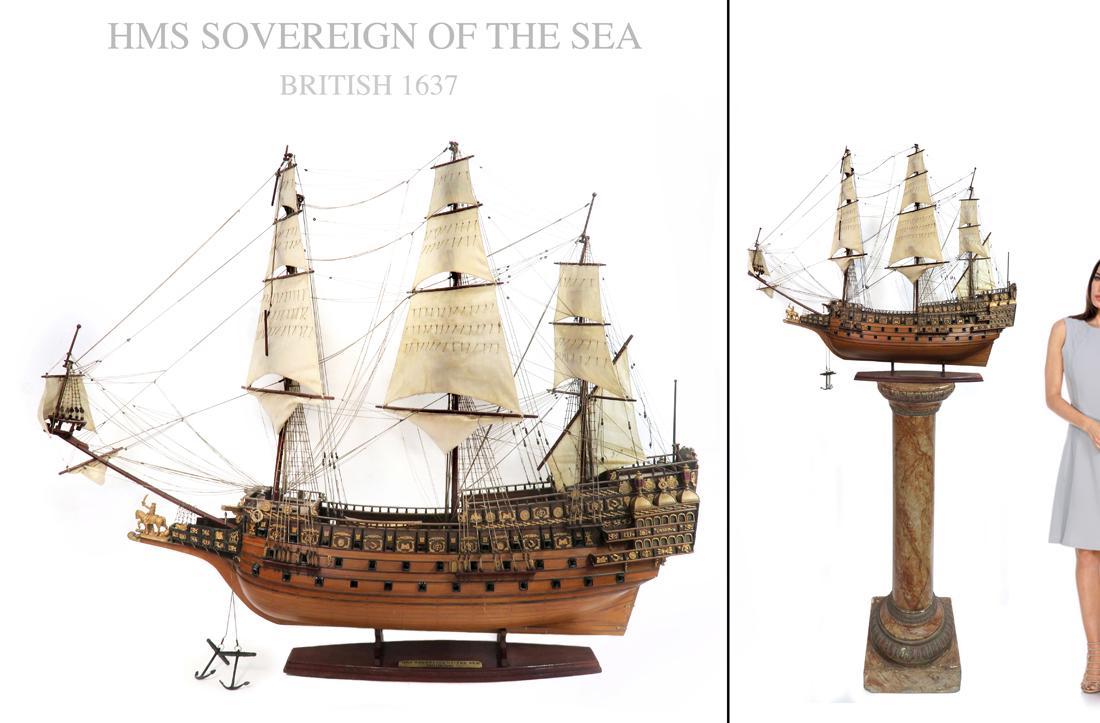 SOVEREIGN OF THE SEAS, 19th C. Large British Ship Model: Late 19th C. Large British Model Of The Ship SOVEREIGN OF THE SEAS. H 37" x W 42" x D 11"