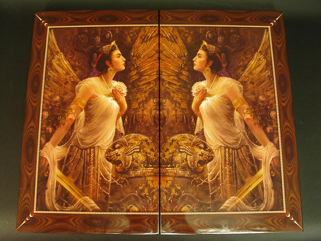 A Persian Hand Painted Backgammon Board & Game Pieces (1 of 4)