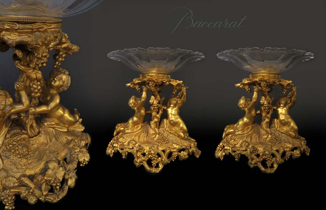 A Pair of Baccarat Crystal & Dore Bronze Centerpieces (1 of 1)